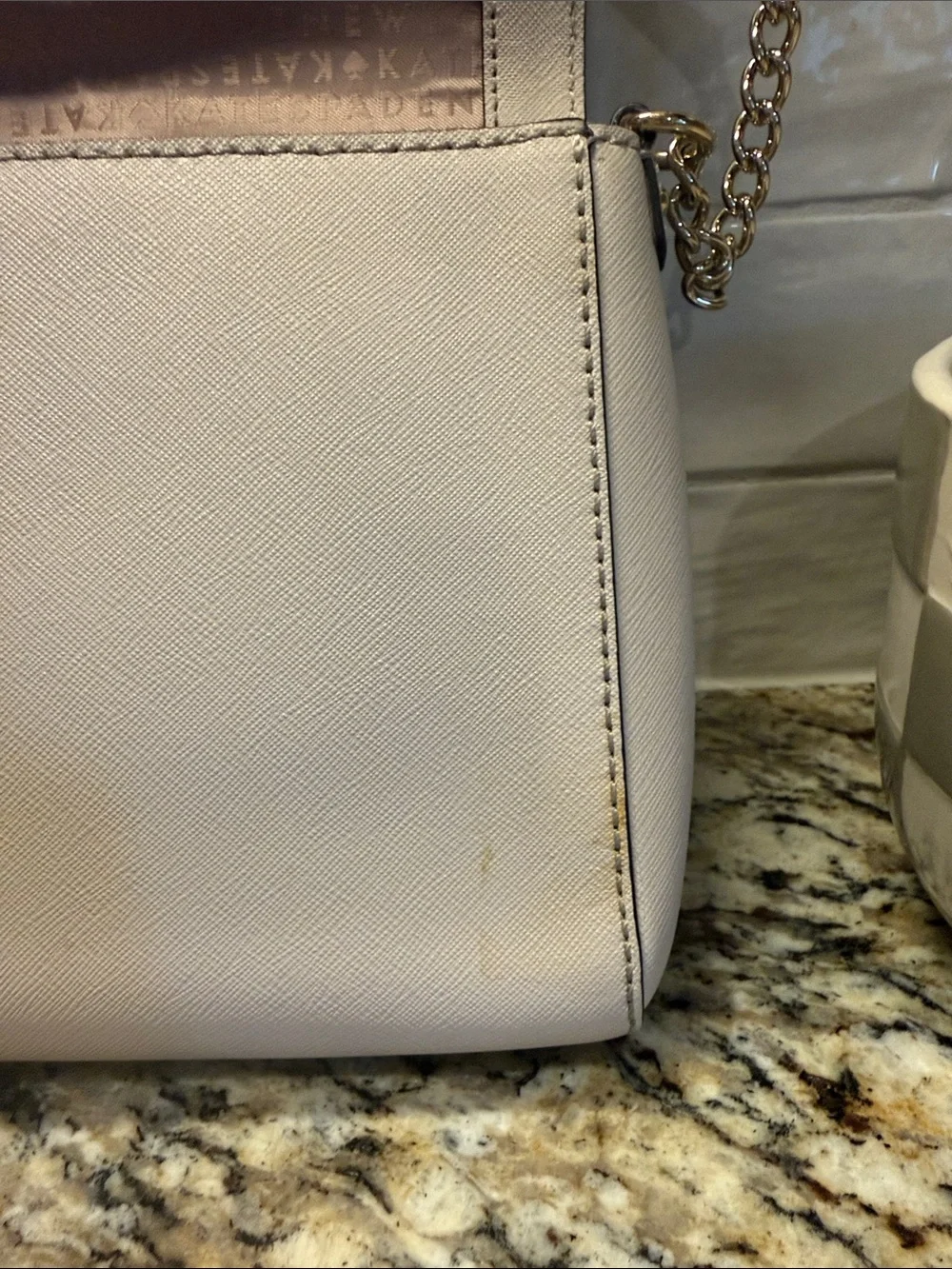 kate spade cream leather crossbody with chain strap